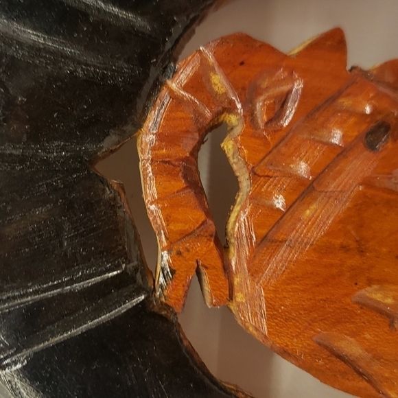 𝅺african wood mask Wall hanging elephant on top face bottom - Picture 7 of 11